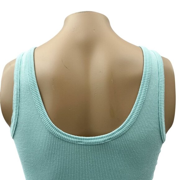 Freshman Sleeveless Rib Scoop Neck Tank Top Drawstring Side Light Blue Women S - Picture 9 of 10